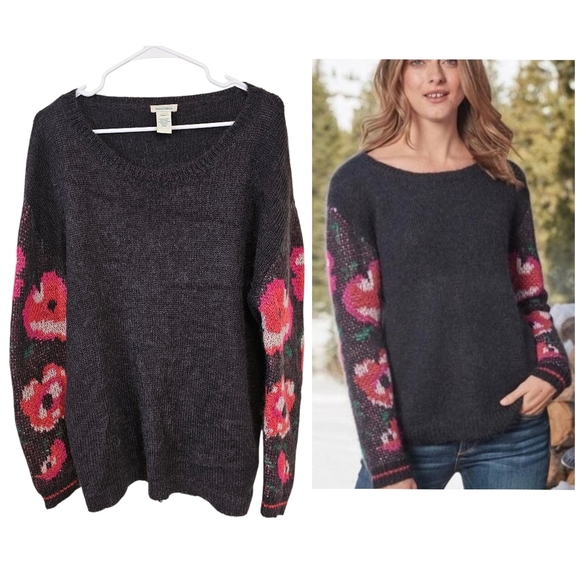 Sundance Sweaters - Sundance Lilly Dreams Floral Knit Wool Kid Mohair Eyelash Pullover Sweater